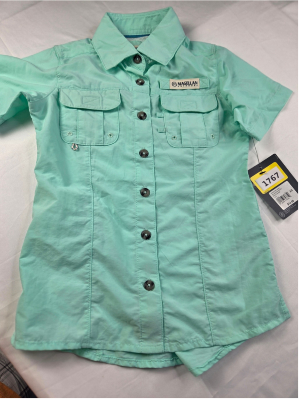 Girls Magellan Outdoors Button Down Shirt XS Green #1767